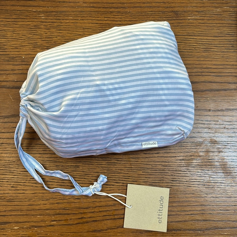 Ettitude Pajama Pants Bamboo Sateen Size Medium Starlight Blue White Stripes NEW